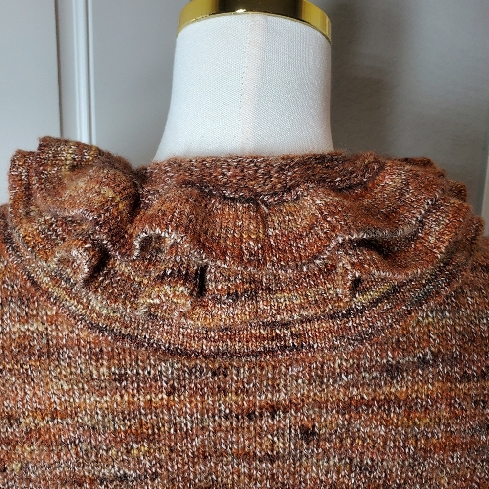 Ruby Rd. Brown Rust Women's Ruffle Button Front Cardigan Sweater Size Medium - Picture 10 of 16